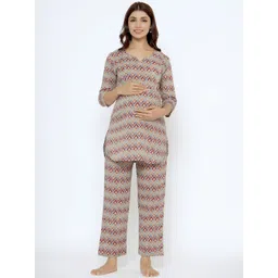 CRAFIQA Printed Pure Cotton Maternity Night Suit-picture-10