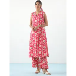 CRAFIQA Printed Pure Cotton V Neck Top With Trousers Co-Ords Set-picture-20