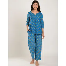 CRAFIQA Women Blue & Green Printed Night suit-picture-41