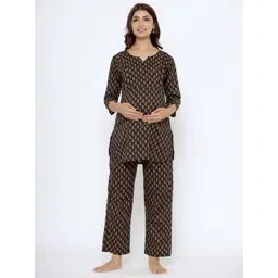 CRAFIQA Women Floral Printed Pure Cotton Maternity & Nursing Kurta with Pant-picture-21