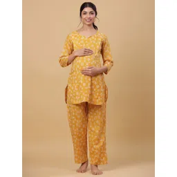 CRAFIQA Women Floral Printed Pure Cotton Maternity Night Suit-picture-27