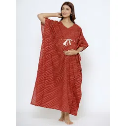 CRAFIQA Women Printed Pure Cotton Maternity Maxi Kaftan Nightdress-picture-23