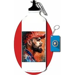 CRAFT MANIACS Virat Kohli Mosaic Cast 600 ML BPA & Lead Free Sipper Bottle & Cricket Keychain Best HD Print Sipper For Cricket Lovers-picture-17