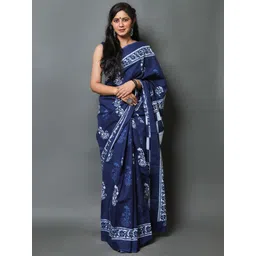 Craft Musium Ethnic Motifs Hand Block Printed Pure Cotton Saree-picture-34