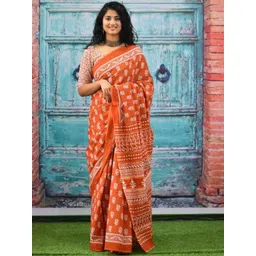 Craft Musium Ethnic Motifs Print Pure Cotton Saree-picture-40