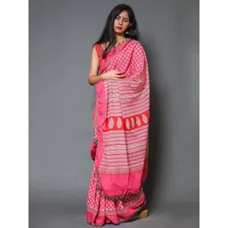 Craft Musium Ethnic Motifs Printed Pure Cotton Block Print Saree-picture-36