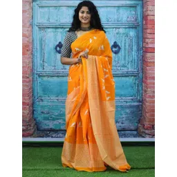 Craft Musium Ethnic Motifs Printed Pure Cotton Saree With Blouse-picture-38