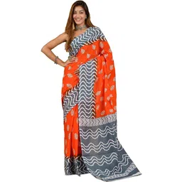 Craft Musium Ethnic Motifs Printed Pure Cotton Saree With Blouse-picture-19