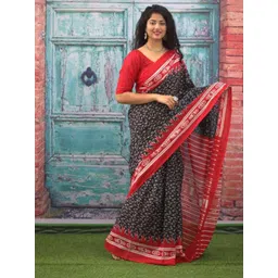 Craft Musium Ethnic Motifs Printed Pure Cotton Saree With Blouse Piece-picture-22