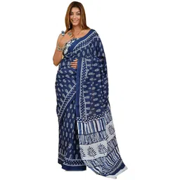 Craft Musium Ethnic Motifs Printed Pure Cotton Saree With Blouse Piece-picture-30