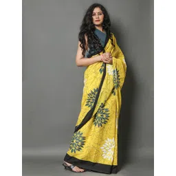 Craft Musium Ethnic Motifs Printed Pure Cotton Saree With Blouse Piece-picture-28