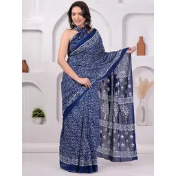Craft Musium Ethnic Motifs Pure Cotton Block Print Saree-picture-22
