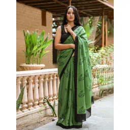 Craft Musium Floral Printed Pure Cotton Saree With Blouse-picture-19