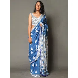 Craft Musium Floral Pure Cotton Bagru Saree-picture-4