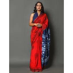 Craft Musium Floral Pure Cotton Bagru Saree-picture-14