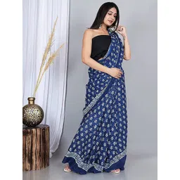 Craft Musium Floral Pure Cotton Jaipuri Block Print Saree-picture-37