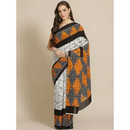 Craft Musium Geometric Printed Pure Cotton Saree with Unstitched Blouse Piece-picture-28