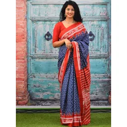 Craft Musium Jaipuri Hand Block Print saree with Unstitched Blouse Piece-picture-22