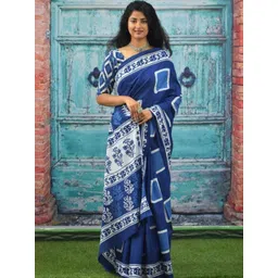 Craft Musium Printed Pure Cotton Saree with Unstitched Blouse Piece-picture-24
