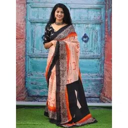 Craft Musium Printed Pure Cotton Saree with Unstitched Blouse Piece-picture-20