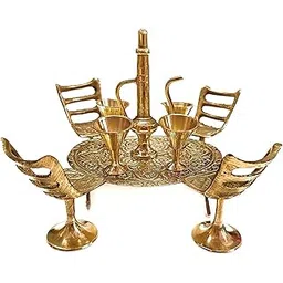 Craft Trade Brass Raja Set Toys Showpieces for Home Décor Living Room Miniature Décor Items Handcrafted Indian Maharaja Dining Table Set - 3.5 Inches-picture-19