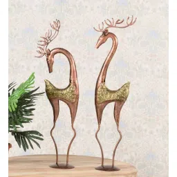 craft tree Golden Metal Deer Figurine Set Of 2-picture-32