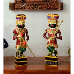 craft tree Handpainted Chowkidaar Wood Figurine Set of 2-picture-31