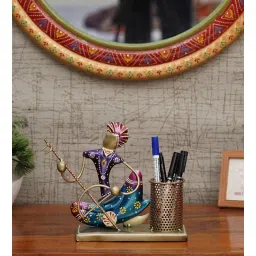 craft tree Metal Handpainted Decorative Musician Pen Stand Showpiece in Multicolor-picture-16