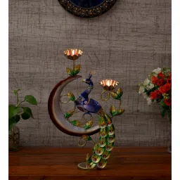 craft tree Metal Handpainted Decorative Peacock Showpiece In Multicolor-picture-36