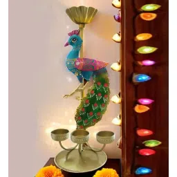 craft tree Metal Handpainted Decorative Peacock Tea Light Showpiece-picture-25