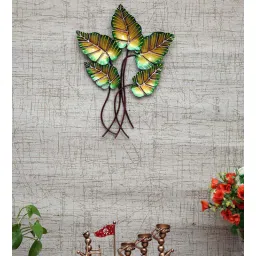 craft tree Metal Handpainted Decorative Wall Hanging Flower Showpiece in Golden color-picture-39