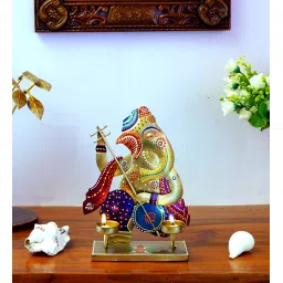 craft tree Ganesha Gold Iron Tea Light Holder image 1