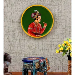 Mdf Green Colour Handpainted King Wall Hanging Round Plate By Craft Tree-picture-16