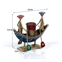 craft tree Metal Handpainted Decorative Boat Pen Stand Showpiece in Multicolor image 2