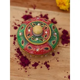 CRAFTAM Red & Green Printed Haldi Kumkum Box-picture-17