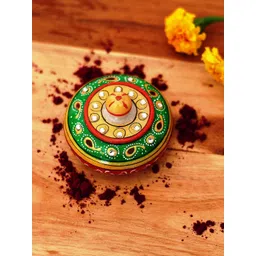 CRAFTAM Red & Green Printed Haldi Kumkum Box-picture-35