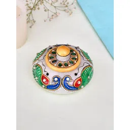 CRAFTAM White & Green Marble Kumkum Bharani Box-picture-27