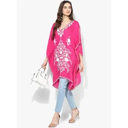 CRAFTBAZAR Ethnic Motifs Embroidered Kaftan Kurti-picture-24