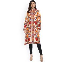 CRAFTBAZAR Woollen Longline Open Front Jacket With Embroidered-picture-20