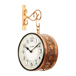 CRAFTEL Gold-Toned Floral Textured Analogue Metal Round Vintage Wall Clock-picture-22