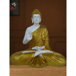 CraftEstate White And Gold-Toned Buddha Figurine Showpiece-picture-19