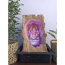 Ganesha Ganpati Waterfall Table Top Water Fountain for Home Décor/Office/Indoor & Outdoor/Garden/Puja Room/Vaastu Yellow Stone-image-25