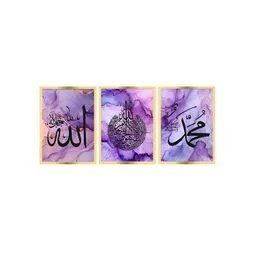 Craftnest creations Purple & White Set of 3 Piece Canvas Religious Wall Paintings-picture-25