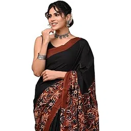 crafts moda Pure Cotton Floral Print Saree with Blouse for Women-picture-14