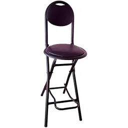 CRAFTSPEN - New 24-inch Seating Height Strong Heavy Duty Folding Stool Chair with Foot Rest & Higher Height for Women Kitchen/Office/Breakfast/Bar & Club/Padded Black (Set of1, Metal)-picture-10