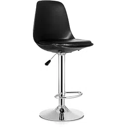 craftspen Premium PU Leather Round Bar Stool with Back Rest, Height Adjustable (24 to 32 inch), Swivel Pub Chair, Home Kitchen Bar Stool with Footrest Ergonomic PP Back (Black) 1pc-picture-19