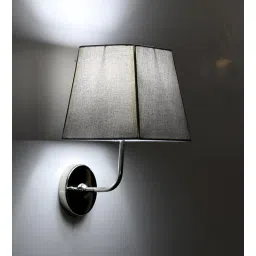 craftter Matka Handloom Stainless Steel Uplight Sconce Wall Light with Grey Silk Shade-picture-14