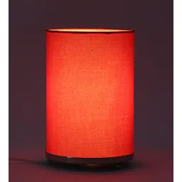 craftter Ruskin White Base Metal Bedside Night Lamp with Red Cotton Shade-picture-30