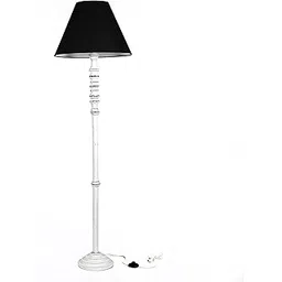 Craftter Modern White Wooden Floor Lamp with Black Fabric Shade | Stylish Tall Standing Light for Living Room, Bedroom, Office & Home Decor-picture-15