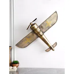 CraftVatika Antique Gold Metal Vintage Aeroplane Wall Hanging Table Top Showpiece-picture-14